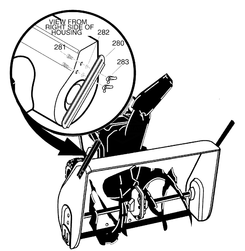 Drift Cutter Assembly Diagram and Parts List for 2002 Briggs and Stratton Snow Blower